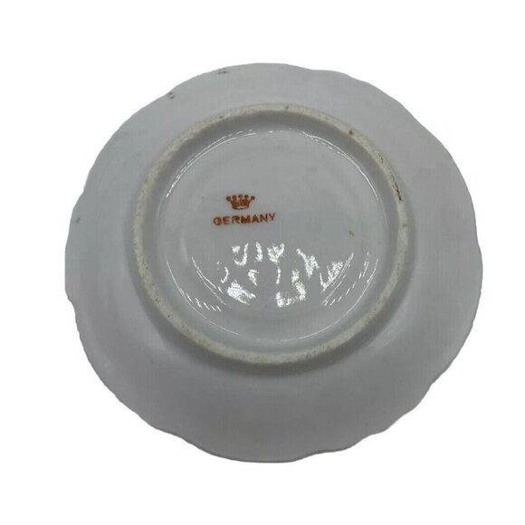 Vtg Demitasse Tea Cup Saucer Germany Crown Mark Floral Gold Tone Trim Regency - Picture 5 of 15